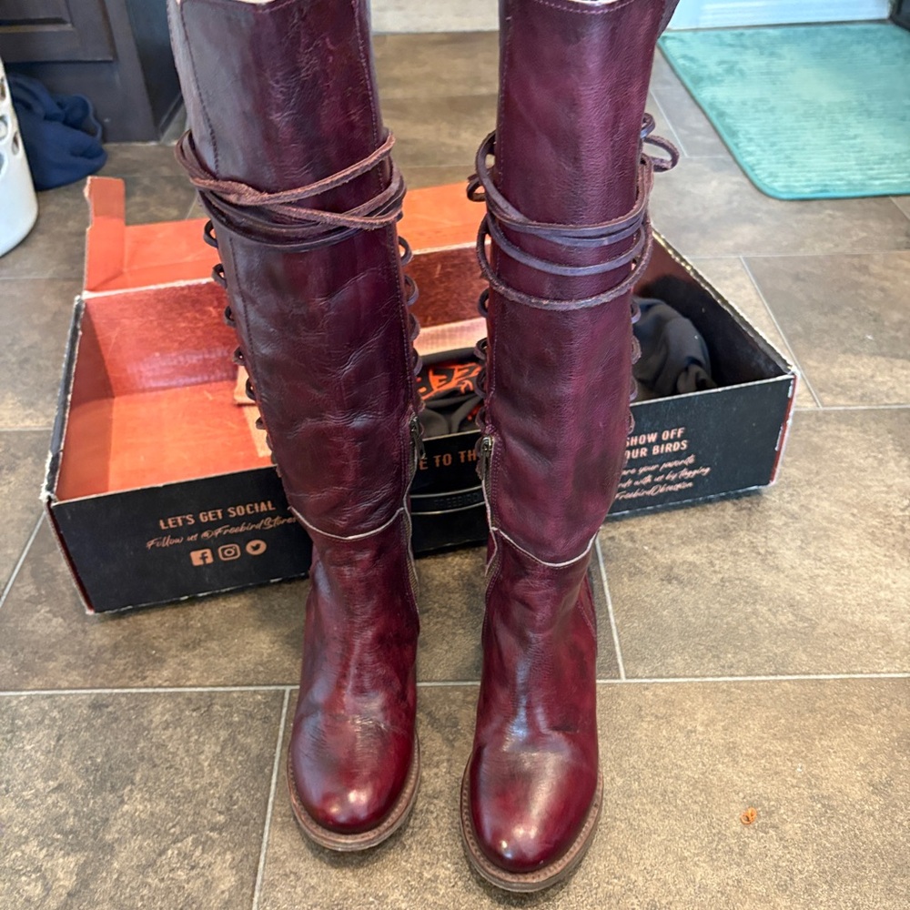 Freebird Carver wine Heeled Boots with Classic Design